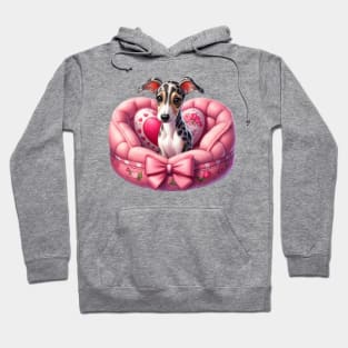 Valentine Greyhound Dog in Bed Hoodie